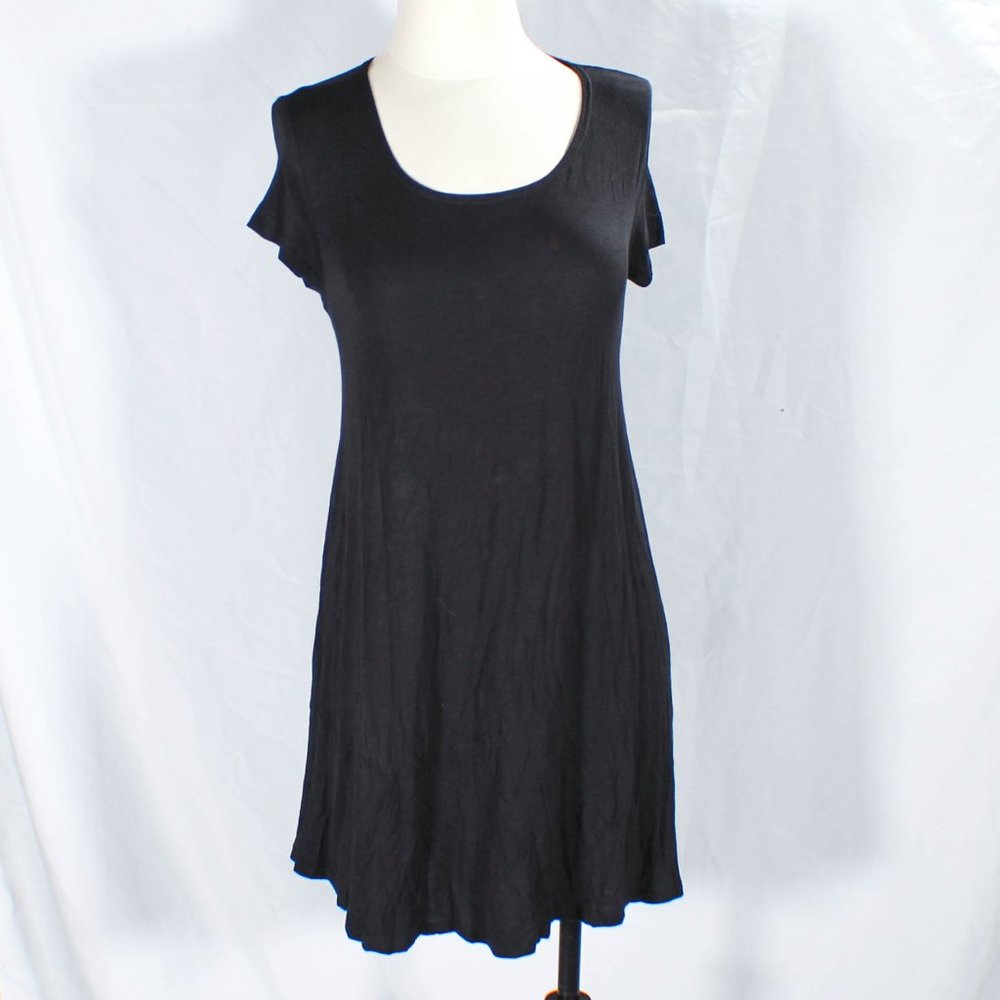 NWT Black T Shirt Mini Dress Casual Goth Edgy Simplistic Size Large